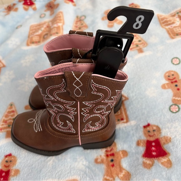 ❤️Kids Brown and Pink Cowboy Boots New Size 8 Wonder Nation - Picture 7 of 16